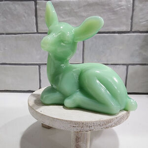 Mosser Glass Jadeite Jade Green Fawn Deer Figurine Former Fenton Mold